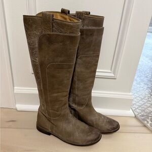 Frye Paige Tall Burnished Leather Grey Riding Boots